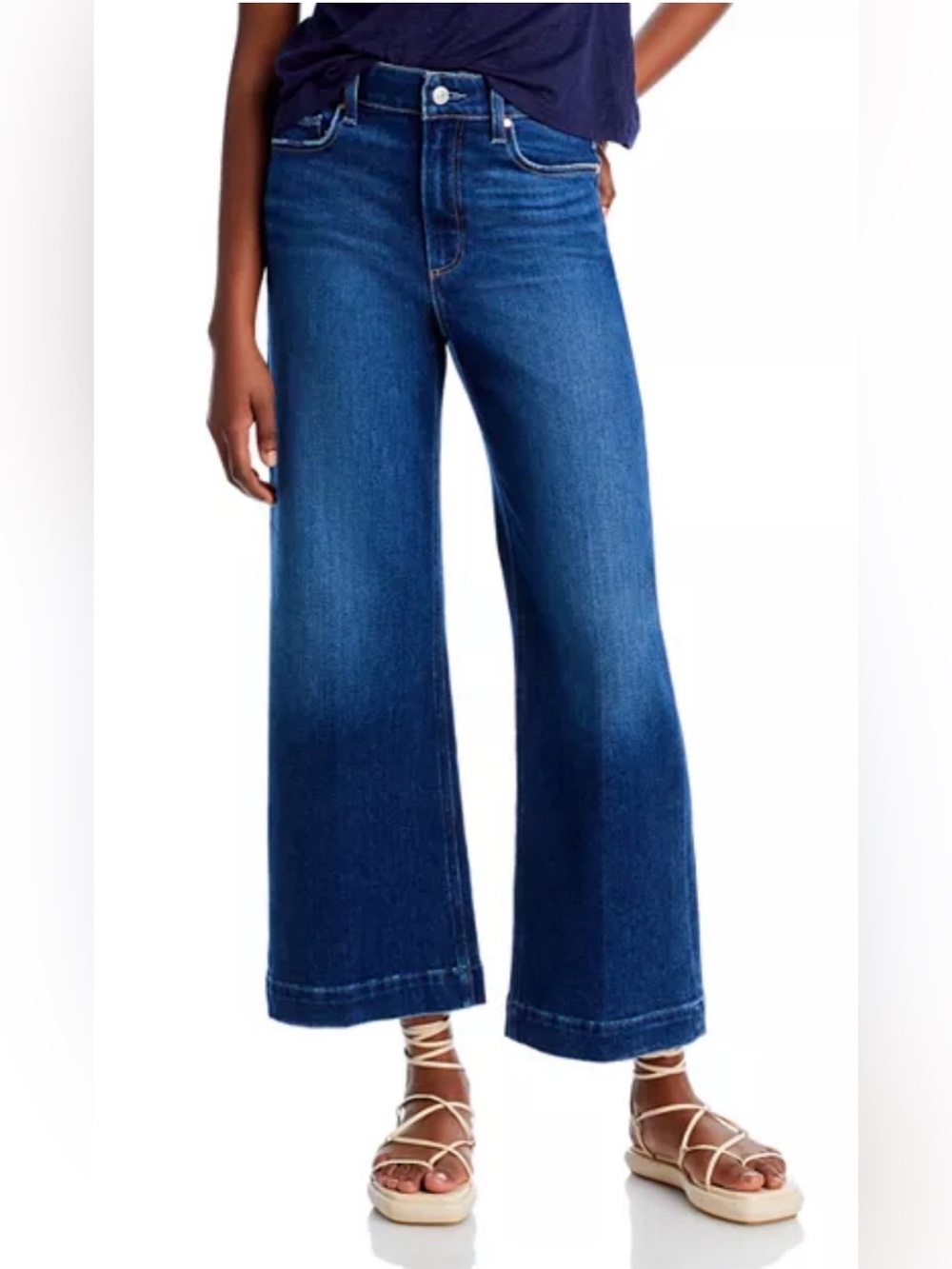 Paige Anessa High Rise Cropped Wide Leg Jeans